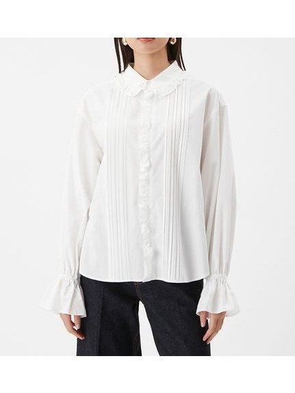 【ミラオーウェン/Mila Owen】のフリルカラーパフスリーブブラウス インテリア・キッズ・メンズ・レディースファッション・服の通販 founy(ファニー) 　ファッション　Fashion　レディースファッション　Fashion for Women　トップス・カットソー　Cut & Sew Tops　シャツ・ブラウス・オフィスカジュアル　Elegant Blouses & Button-Ups　クラシカル　Classical, Vintage-Inspired　スマート　Smart, Elegant　スリーブ　Sleeve, Long Sleeve / Short Sleeve　トレンド　Trend, Trending Now　バランス　Balance, Style Balance　フェミニン　Feminine, Girly　フリル　Frill, Ruffle　フロント　Front, Front Design　おすすめ　Recommended / Our Picks　WHT[001]|ID: prp329100004767896 ipo3291000000034531567