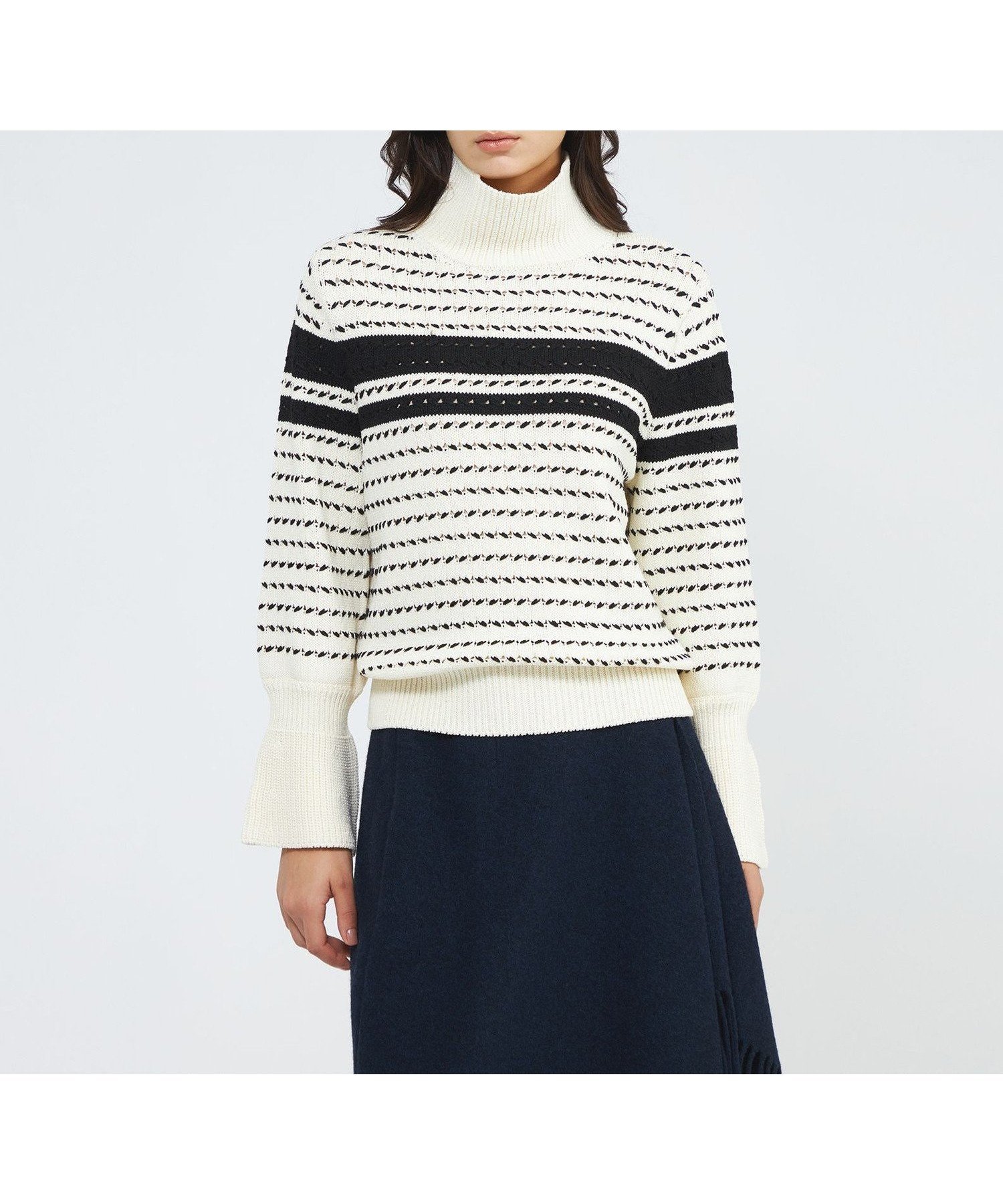 【エポカ/EPOCA】のウールラインボーダー タートルニット 人気、トレンドファッション・服の通販 founy(ファニー) 　ファッション　Fashion　レディースファッション　Fashion for Women　トップス・カットソー　Cut & Sew Tops　ニット　Knit Tops & Sweaters　おすすめ　Recommended / Our Picks　ウォーム　Warm Fabric　エレガント 上品　Elegant　タートル　Turtleneck, Turtle Collar　テクスチャー　Texture, Textured Fabric　ボーダー　Border, Stripe　冬　Winter / This Winter　畦　Ribbed Knit　秋　Autumn　 other-1|ID: prp329100004768083 ipo3291000000034533868