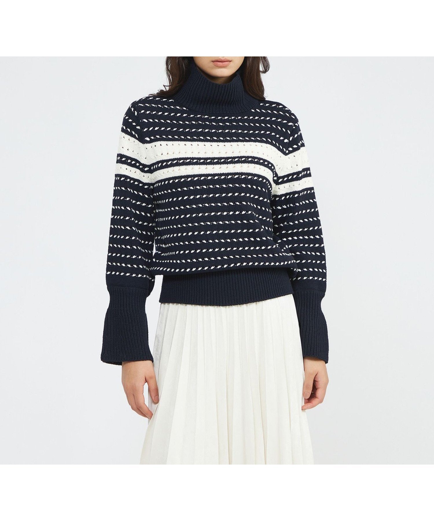 【エポカ/EPOCA】のウールラインボーダー タートルニット インテリア・キッズ・メンズ・レディースファッション・服の通販 founy(ファニー) 　ファッション　Fashion　レディースファッション　Fashion for Women　トップス・カットソー　Cut & Sew Tops　ニット　Knit Tops & Sweaters　おすすめ　Recommended / Our Picks　ウォーム　Warm Fabric　エレガント 上品　Elegant　タートル　Turtleneck, Turtle Collar　テクスチャー　Texture, Textured Fabric　ボーダー　Border, Stripe　冬　Winter / This Winter　畦　Ribbed Knit　秋　Autumn　ネイビー|ID: prp329100004768083 ipo3291000000034533870