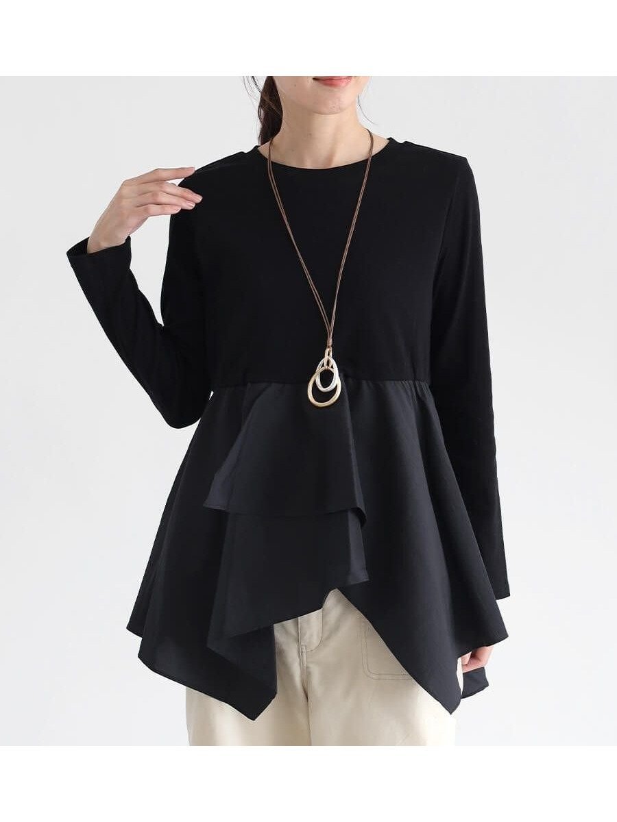 【ラシュッド/LASUD】の裾フリルデザインプルオーバー インテリア・キッズ・メンズ・レディースファッション・服の通販 founy(ファニー) ファッション Fashion レディースファッション Fashion for Women トップス・カットソー Cut & Sew Tops カジュアルプルオーバー・ニットトップス Pullovers & Knit Tops / Casual Pullovers おすすめ Recommended / Our Picks カットソー Cut and Sewn Top スウェット / スエット Sweatshirt, Sweatwear フリル Frill, Ruffle ブラック|ID: prp329100004768489 ipo3291000000034881741