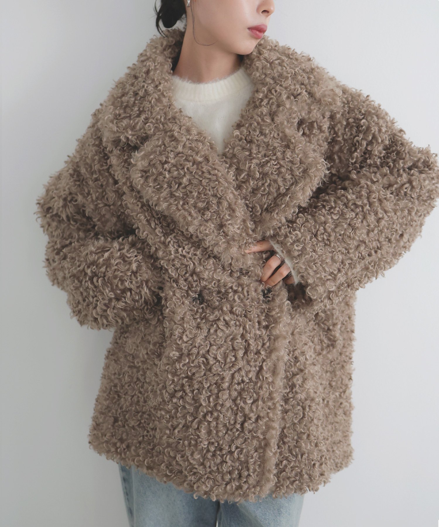 【リアン/Lian】のプードルファーテーラードコート インテリア・キッズ・メンズ・レディースファッション・服の通販 founy(ファニー) 　ファッション　Fashion　レディースファッション　Fashion for Women　アウター　Coat / Outerwear Collection　コート・ロングコート・ピーコート　Long Coats, Peacoats & More　ベージュ|ID: prp329100004768526 ipo3291000000034841703