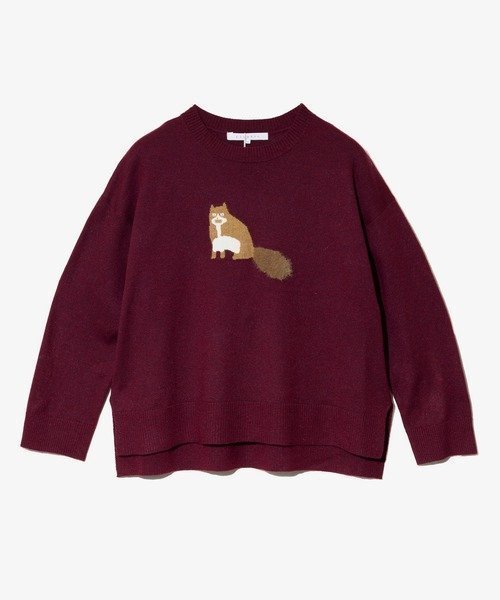 【ゴースローキャラバン/go slow caravan】のLILASIC/リラシク ハチワレネコニットプルオーバー (WOMENS) インテリア・キッズ・メンズ・レディースファッション・服の通販 founy(ファニー) 　ファッション　Fashion　レディースファッション　Fashion for Women　トップス・カットソー　Cut & Sew Tops　ニット　Knit Tops & Sweaters　カジュアルプルオーバー・ニットトップス　Pullovers & Knit Tops / Casual Pullovers　シンプル　Simple, Minimal　ネコ　Cat, Feline Motif　猫　Cat, Kitty　ボルドー|ID: prp329100004768533 ipo3291000000034587509