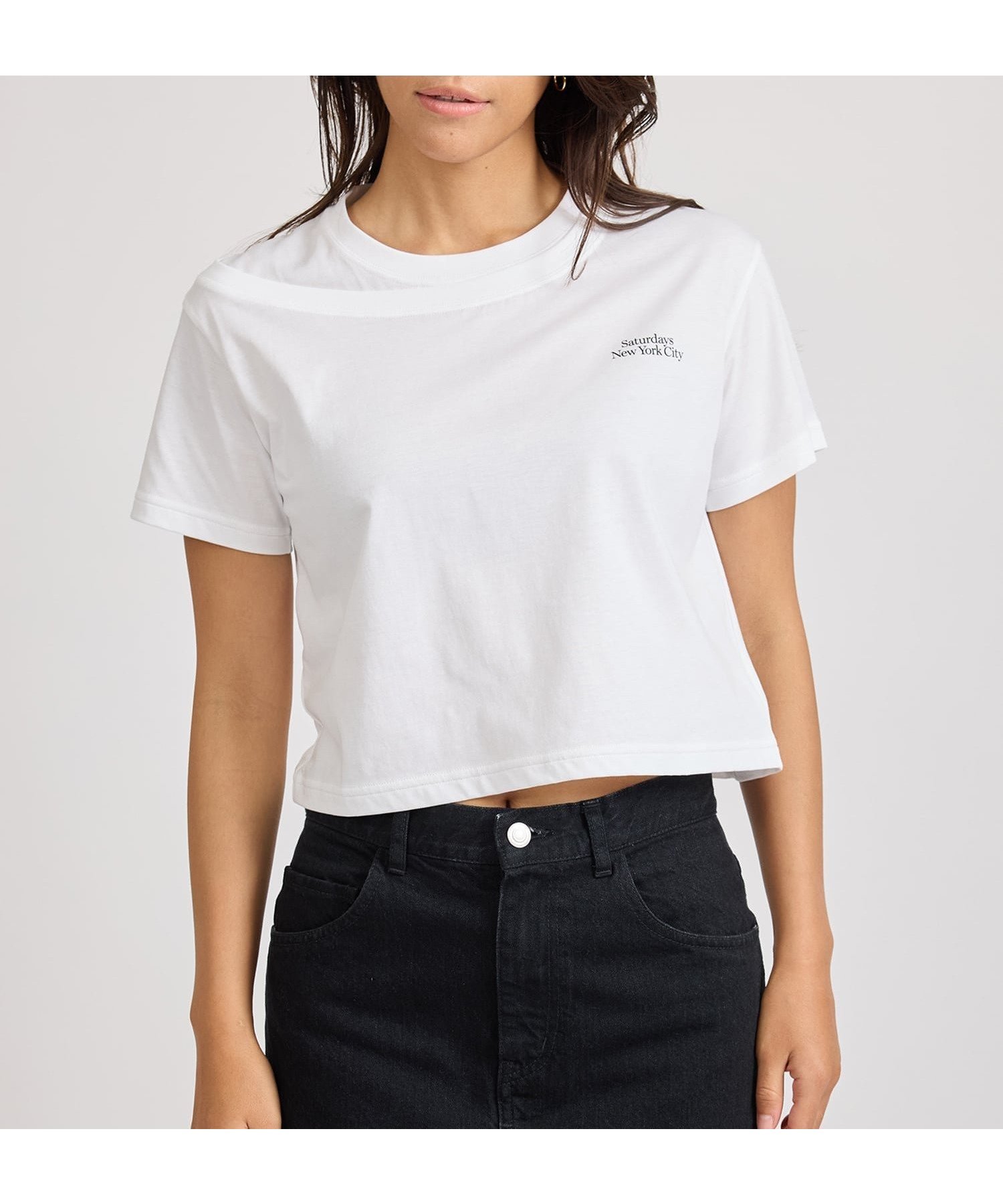 【サタデイズ ニューヨークシティ/SATURDAYS NYC】のGreta Layered Short Sleeve Tee インテリア・キッズ・メンズ・レディースファッション・服の通販 founy(ファニー) 　ファッション　Fashion　レディースファッション　Fashion for Women　トップス・カットソー　Cut & Sew Tops　シンプル　Simple, Minimal　プリント　Print, Printed Pattern　ワンポイント　One Point, Statement Accent　定番　Standard, Basic Item　ホワイト(10)|ID: prp329100004768536 ipo3291000000034587525