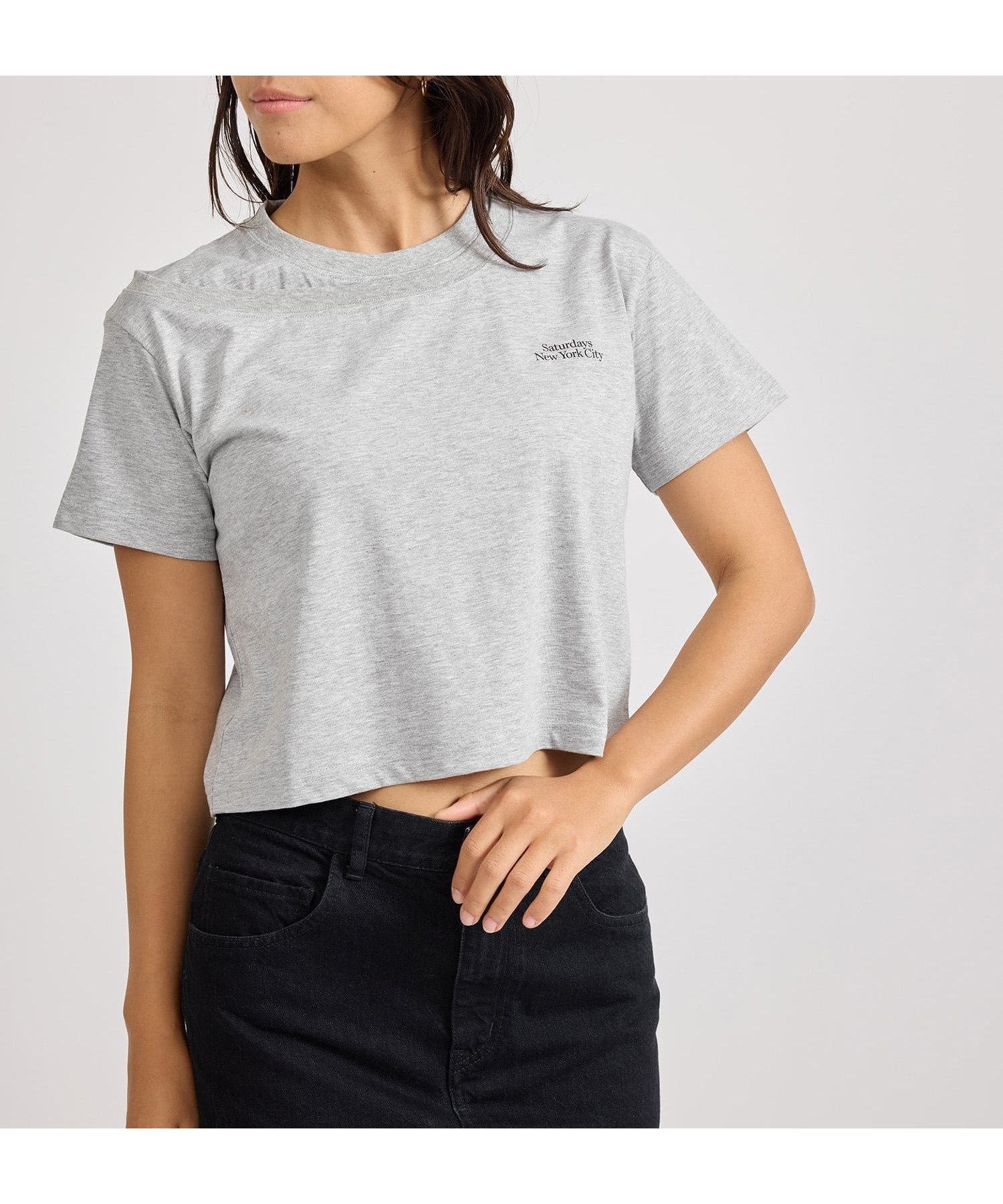 【サタデイズ ニューヨークシティ/SATURDAYS NYC】のGreta Layered Short Sleeve Tee インテリア・キッズ・メンズ・レディースファッション・服の通販 founy(ファニー) 　ファッション　Fashion　レディースファッション　Fashion for Women　トップス・カットソー　Cut & Sew Tops　シンプル　Simple, Minimal　プリント　Print, Printed Pattern　ワンポイント　One Point, Statement Accent　定番　Standard, Basic Item　グレー(07)|ID: prp329100004768536 ipo3291000000034587527