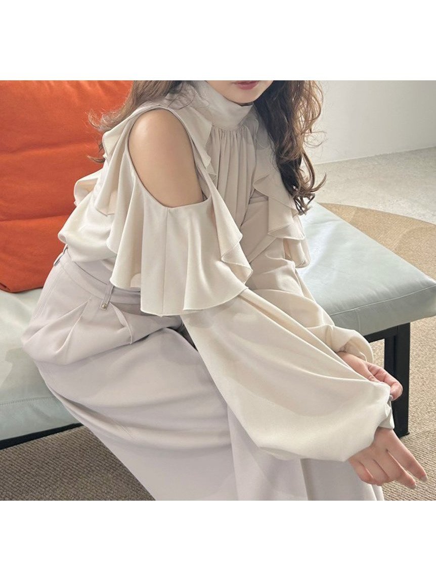 【フレイ アイディー/FRAY I.D】の【限定カラー】2wayショルダーフリルボウタイブラウス インテリア・キッズ・メンズ・レディースファッション・服の通販 founy(ファニー) 　ファッション　Fashion　レディースファッション　Fashion for Women　トップス・カットソー　Cut & Sew Tops　シャツ・ブラウス・オフィスカジュアル　Elegant Blouses & Button-Ups　ショルダー　Shoulder, Shoulder Strap　スリーブ　Sleeve, Long Sleeve / Short Sleeve　ハイネック　High Neck, Mock Neck　フィット　Fit, Slim Fit　フェミニン　Feminine, Girly　フリル　Frill, Ruffle　エレガント 上品　Elegant　LBEG[035]|ID: prp329100004768539 ipo3291000000034537768