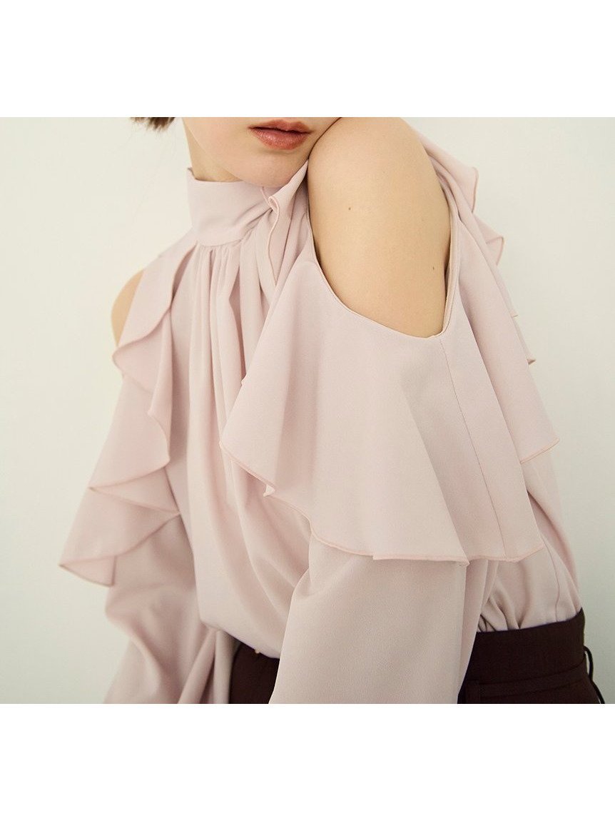 【フレイ アイディー/FRAY I.D】の【限定カラー】2wayショルダーフリルボウタイブラウス インテリア・キッズ・メンズ・レディースファッション・服の通販 founy(ファニー) 　ファッション　Fashion　レディースファッション　Fashion for Women　トップス・カットソー　Cut & Sew Tops　シャツ・ブラウス・オフィスカジュアル　Elegant Blouses & Button-Ups　ショルダー　Shoulder, Shoulder Strap　スリーブ　Sleeve, Long Sleeve / Short Sleeve　ハイネック　High Neck, Mock Neck　フィット　Fit, Slim Fit　フェミニン　Feminine, Girly　フリル　Frill, Ruffle　エレガント 上品　Elegant　[限定]PNK[066]|ID: prp329100004768539 ipo3291000000034537769