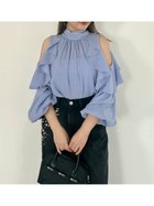 【フレイ アイディー/FRAY I.D】の【限定カラー】2wayショルダーフリルボウタイブラウス 人気、トレンドファッション・服の通販 founy(ファニー) ファッション Fashion レディースファッション Fashion for Women トップス・カットソー Cut & Sew Tops シャツ・ブラウス・オフィスカジュアル Elegant Blouses & Button-Ups ショルダー Shoulder, Shoulder Strap スリーブ Sleeve, Long Sleeve / Short Sleeve ハイネック High Neck, Mock Neck フィット Fit, Slim Fit フェミニン Feminine, Girly フリル Frill, Ruffle エレガント 上品 Elegant thumbnail BLU[086]|ID: prp329100004768539 ipo3291000000034537770