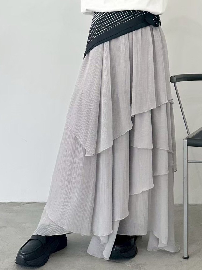 【リリーブラウン/Lily Brown】のシアーフリルティアードスカート インテリア・キッズ・メンズ・レディースファッション・服の通販 founy(ファニー) 　雑誌掲載アイテム　Magazine Picks & Fashion Features　ファッション雑誌　Fashion Magazines　ノンノ　non-no　ファッション　Fashion　レディースファッション　Fashion for Women　スカート　Skirts　ティアードスカート　Tiered Skirts　11月号　November Issue　エアリー　Airy Texture　シアー　Sheer, See-Through　シフォン　Chiffon, Lightweight Fabric　スマート　Smart, Elegant　ティアードスカート　Tiered Skirt, Flounced Skirt　フェミニン　Feminine, Girly　ロング　Long, Long-Length　雑誌　Magazine, Fashion Magazine　GRY[006]|ID: prp329100004768608 ipo3291000000034538305