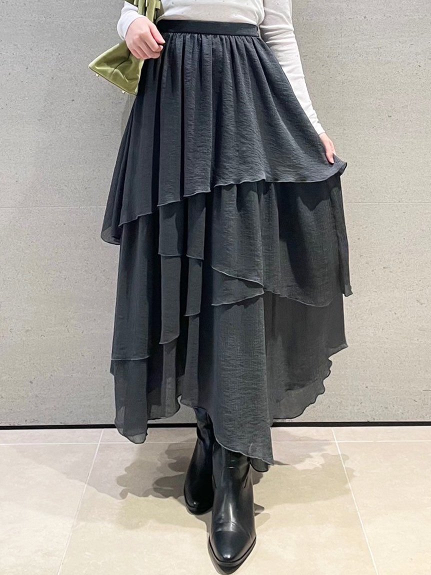 【リリーブラウン/Lily Brown】のシアーフリルティアードスカート インテリア・キッズ・メンズ・レディースファッション・服の通販 founy(ファニー) 　雑誌掲載アイテム　Magazine Picks & Fashion Features　ファッション雑誌　Fashion Magazines　ノンノ　non-no　ファッション　Fashion　レディースファッション　Fashion for Women　スカート　Skirts　ティアードスカート　Tiered Skirts　11月号　November Issue　エアリー　Airy Texture　シアー　Sheer, See-Through　シフォン　Chiffon, Lightweight Fabric　スマート　Smart, Elegant　ティアードスカート　Tiered Skirt, Flounced Skirt　フェミニン　Feminine, Girly　ロング　Long, Long-Length　雑誌　Magazine, Fashion Magazine　CGRY[007]|ID: prp329100004768608 ipo3291000000034538307