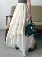 【リリーブラウン/Lily Brown】のシアーフリルティアードスカート WHT[001]|ID: prp329100004768608 ipo3291000000034688136