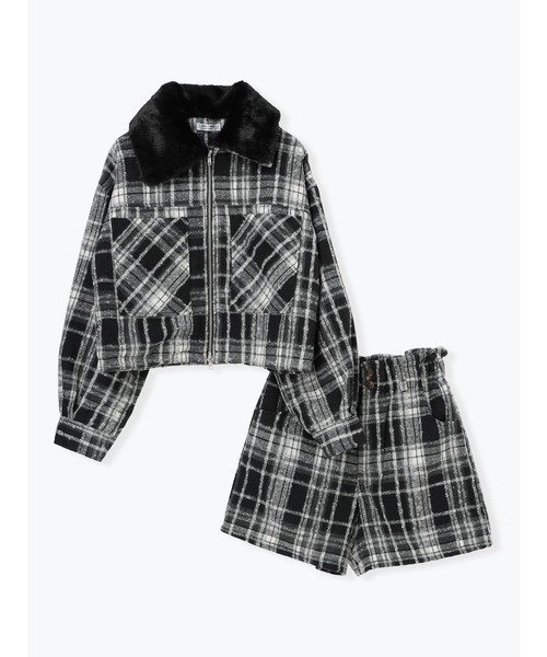 【ルディックパーク/LUDIC PARK】のSET 起毛チェック柄ブルゾン×ショートパンツ インテリア・キッズ・メンズ・レディースファッション・服の通販 founy(ファニー) 　ファッション　Fashion　レディースファッション　Fashion for Women　アウター　Coat / Outerwear Collection　ブルゾンジャケット・スポーティアウター　Blouson Jackets　パンツ　Pants & Trousers　ショートパンツ・ハーフパンツ　High-Waisted & Relaxed Shorts　インナー　Innerwear　ショート　Short, Short Length　セットアップ　Set-Up, Coordinated Outfit　チェック　Check, Plaid, Tartan　トレンド　Trend, Trending Now　ハイネック　High Neck, Mock Neck　ブルゾン　Blouson, Bomber Jacket　A柄|ID: prp329100004768650 ipo3291000000034538763