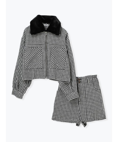 【ルディックパーク/LUDIC PARK】のSET 起毛チェック柄ブルゾン×ショートパンツ インテリア・キッズ・メンズ・レディースファッション・服の通販 founy(ファニー) 　ファッション　Fashion　レディースファッション　Fashion for Women　アウター　Coat / Outerwear Collection　ブルゾンジャケット・スポーティアウター　Blouson Jackets　パンツ　Pants & Trousers　ショートパンツ・ハーフパンツ　High-Waisted & Relaxed Shorts　インナー　Innerwear　ショート　Short, Short Length　セットアップ　Set-Up, Coordinated Outfit　チェック　Check, Plaid, Tartan　トレンド　Trend, Trending Now　ハイネック　High Neck, Mock Neck　ブルゾン　Blouson, Bomber Jacket　黒|ID: prp329100004768650 ipo3291000000034538765