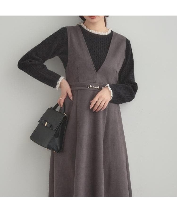 【クチュール ブローチ/Couture Brooch】の【S-LL/通勤】ビット付き スエード調ダンボールジャンスカ インテリア・キッズ・メンズ・レディースファッション・服の通販 founy(ファニー) ファッション Fashion レディースファッション Fashion for Women 2025年 2025 2025-2026秋冬・A/W Autumn/Winter 2025–26 AW25–26 なめらか Smooth, Silky Texture ストレッチ Stretch, Stretchy Fabric スマート Smart, Elegant ワンポイント One Point, Statement Accent エレガント 上品 Elegant 定番 Standard, Basic Item ビジネス 仕事 通勤 Business / Work / Commuting チャコールグレー|ID: prp329100004768659 ipo3291000000034950876