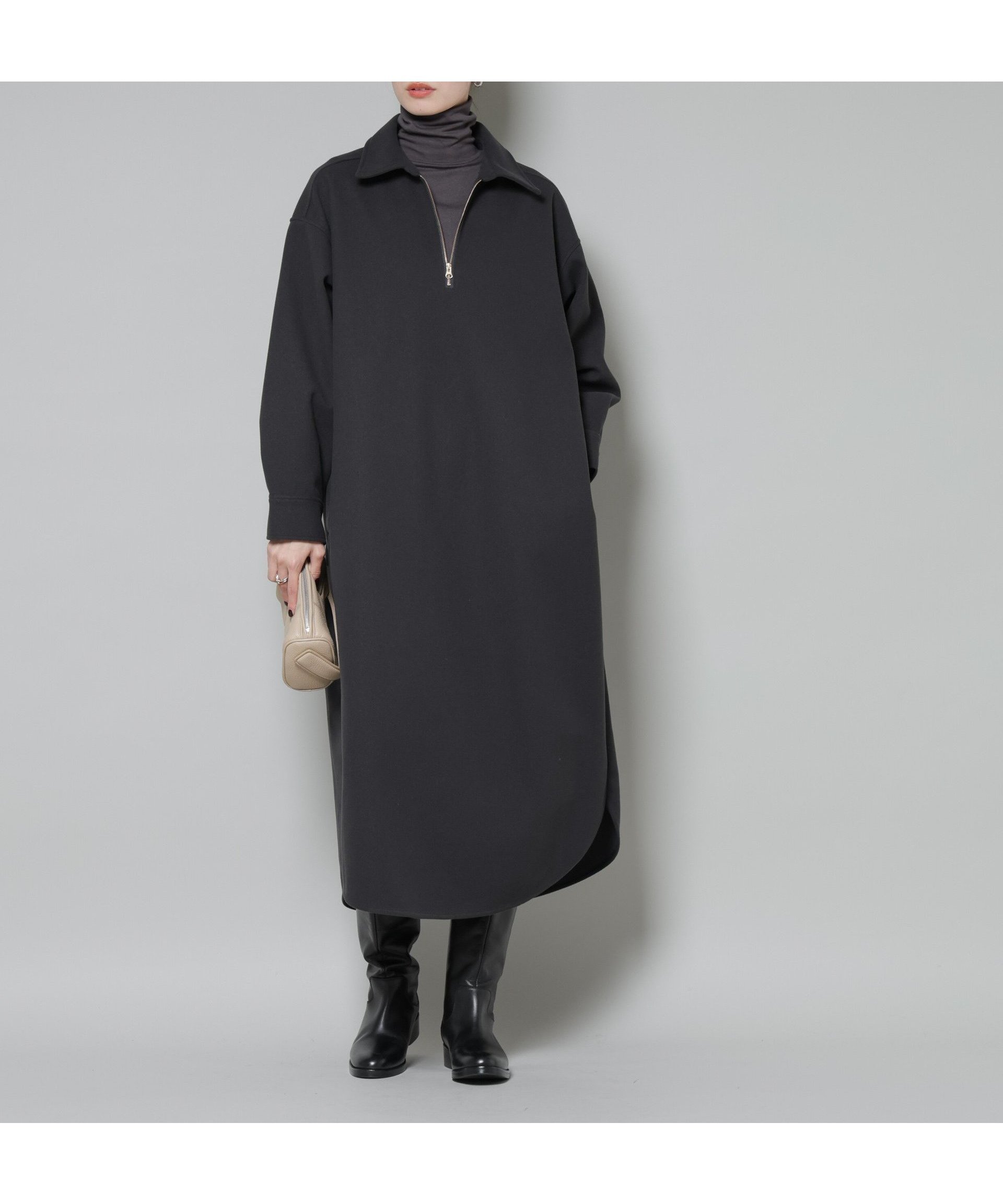 【ナノ ユニバース/nano universe】のソフトメルトンジャージーハーフジップワンピース インテリア・キッズ・メンズ・レディースファッション・服の通販 founy(ファニー) ファッション Fashion レディースファッション Fashion for Women ワンピース Dresses スキッパー Skipper, Open Collar セットアップ Set-Up, Coordinated Outfit メルトン Melton, Heavy Wool ラウンド Round, Round Neck リラックス Relax, Relaxed Fit ロング Long, Long-Length アウトレット Outlet / Clearance エレガント 上品 Elegant 2025年 2025 2025-2026秋冬・A/W Autumn/Winter 2025–26 AW25–26 チャコール3|ID: prp329100004768672 ipo3291000000034538966