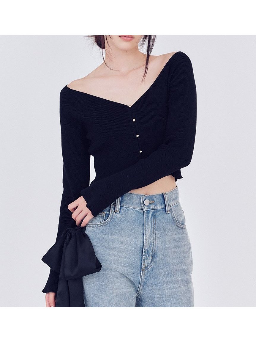 【フレイ アイディー/FRAY I.D】のクロップドリブニットカーディガン インテリア・キッズ・メンズ・レディースファッション・服の通販 founy(ファニー) 　ファッション　Fashion　レディースファッション　Fashion for Women　トップス・カットソー　Cut & Sew Tops　ニット　Knit Tops & Sweaters　カーディガン・羽織り　Layered Style Cardigans　クロップド　Cropped, Short Length　シンプル　Simple, Minimal　スマート　Smart, Elegant　とろみ　Fluid, Flowy Fabric　デコルテ　Décolleté, Neckline　なめらか　Smooth, Silky Texture　フィット　Fit, Slim Fit　フレア　Flare, Flared　フロント　Front, Front Design　ベーシック　Basic, Essential　モダン　Modern, Contemporary　おすすめ　Recommended / Our Picks　エレガント 上品　Elegant　BLK[009]|ID: prp329100004768830 ipo3291000000034937811