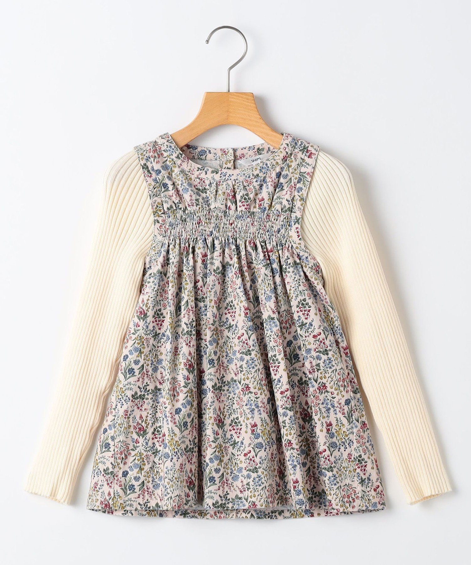 【シップス/SHIPS / KIDS】のSHIPS KIDS 140~150cm / コーデュロイ リブ レイヤード トップス 人気、トレンドファッション・服の通販 founy(ファニー) ファッション Fashion キッズファッション Fashion for Kids トップス・カットソー Cut & Sew Tops ギャザー Gathered, Ruffled コーデュロイ Corduroy, Cord Fabric シャーリング Shirring, Ruched ショート Short, Short Length チュニック Tunic, Long Top プリント Print, Printed Pattern ボタニカル Botanical, Floral Pattern リブニット Rib Knit, Ribbed Knit other-1|ID: prp329100004768831 ipo3291000000034540655