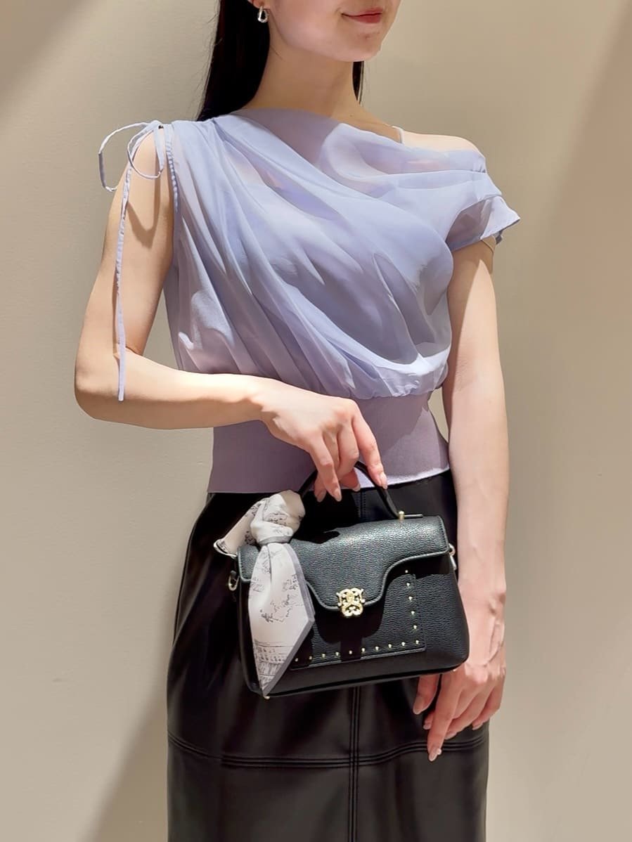 【スナイデル/SNIDEL】のシアーコンビニット インテリア・キッズ・メンズ・レディースファッション・服の通販 founy(ファニー) 　ファッション　Fashion　レディースファッション　Fashion for Women　トップス・カットソー　Cut & Sew Tops　ニット　Knit Tops & Sweaters　オーガンジー　Organza Fabric　キャミソール　Camisole, Spaghetti Strap Top　シアー　Sheer, See-Through　スマート　Smart, Elegant　デニム　Denim, Jeans Material　トレンド　Trend, Trending Now　ドッキング　Docking, Mixed Material　フィット　Fit, Slim Fit　ラベンダー　Lavender　リボン　Ribbon, Bow　楽ちん　Easy Fit, Comfortable　ワンショル　One Shoulder, Asymmetrical　ワンポイント　One Point, Statement Accent　LAV[071]|ID: prp329100004768907 ipo3291000000034541272