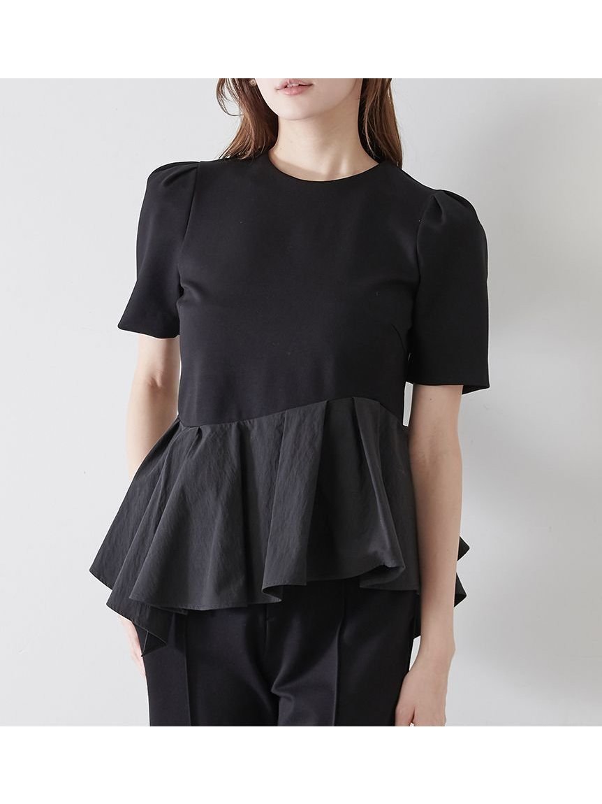 【スナイデル/SNIDEL】のペプラムカットソー インテリア・キッズ・メンズ・レディースファッション・服の通販 founy(ファニー) 　ファッション　Fashion　レディースファッション　Fashion for Women　トップス・カットソー　Cut & Sew Tops　カットソー・ベーシックTシャツ　Cut-and-Sewn Tops / Stretch Tees & Basics　カットソー　Cut and Sewn Top　今季　This Season, Current Season　ストレート　Straight, Straight Cut　スマート　Smart, Elegant　スリット　Slit, Slit Detail　セットアップ　Set-Up, Coordinated Outfit　タフタ　Taffeta, Structured Fabric　フォルム　Silhouette, Form　ペプラム　Peplum, Flared Hem　おすすめ　Recommended / Our Picks　BLK[009]|ID: prp329100004769029 ipo3291000000034542164