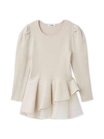 【スナイデル/SNIDEL】のペプラムアシメニットプルオーバー インテリア・キッズ・メンズ・レディースファッション・服の通販 founy(ファニー) 　ファッション　Fashion　レディースファッション　Fashion for Women　トップス・カットソー　Cut & Sew Tops　ニット　Knit Tops & Sweaters　カジュアルプルオーバー・ニットトップス　Pullovers & Knit Tops / Casual Pullovers　インナー　Innerwear　オーガンジー　Organza Fabric　ジャケット　Jacket, Outerwear　スマート　Smart, Elegant　ドッキング　Docking, Mixed Material　フェミニン　Feminine, Girly　リラックス　Relax, Relaxed Fit　おすすめ　Recommended / Our Picks　エレガント 上品　Elegant　IVR[003]|ID: prp329100004769137 ipo3291000000034543031