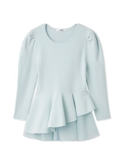 【スナイデル/SNIDEL】のペプラムアシメニットプルオーバー インテリア・キッズ・メンズ・レディースファッション・服の通販 founy(ファニー) 　ファッション　Fashion　レディースファッション　Fashion for Women　トップス・カットソー　Cut & Sew Tops　ニット　Knit Tops & Sweaters　カジュアルプルオーバー・ニットトップス　Pullovers & Knit Tops / Casual Pullovers　インナー　Innerwear　オーガンジー　Organza Fabric　ジャケット　Jacket, Outerwear　スマート　Smart, Elegant　ドッキング　Docking, Mixed Material　フェミニン　Feminine, Girly　リラックス　Relax, Relaxed Fit　おすすめ　Recommended / Our Picks　エレガント 上品　Elegant　LBLU[081]|ID: prp329100004769137 ipo3291000000034543033