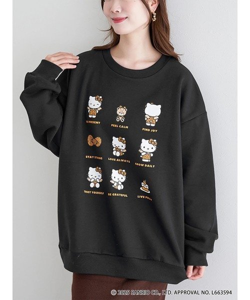 【ルディックパーク/LUDIC PARK】のハローキティ9連トレーナー インテリア・キッズ・メンズ・レディースファッション・服の通販 founy(ファニー) ファッション Fashion レディースファッション Fashion for Women おすすめ Recommended / Our Picks お家時間・ステイホーム Stay Home / At Home ショルダー Shoulder, Shoulder Strap デニム Denim, Jeans Material トレーナー Sweatshirt, Trainer ドロップ Drop Shoulder, Dropped Style プリント Print, Printed Pattern リボン Ribbon, Bow レオパード Leopard, Animal Print 黒|ID: prp329100004769479 ipo3291000000034588112