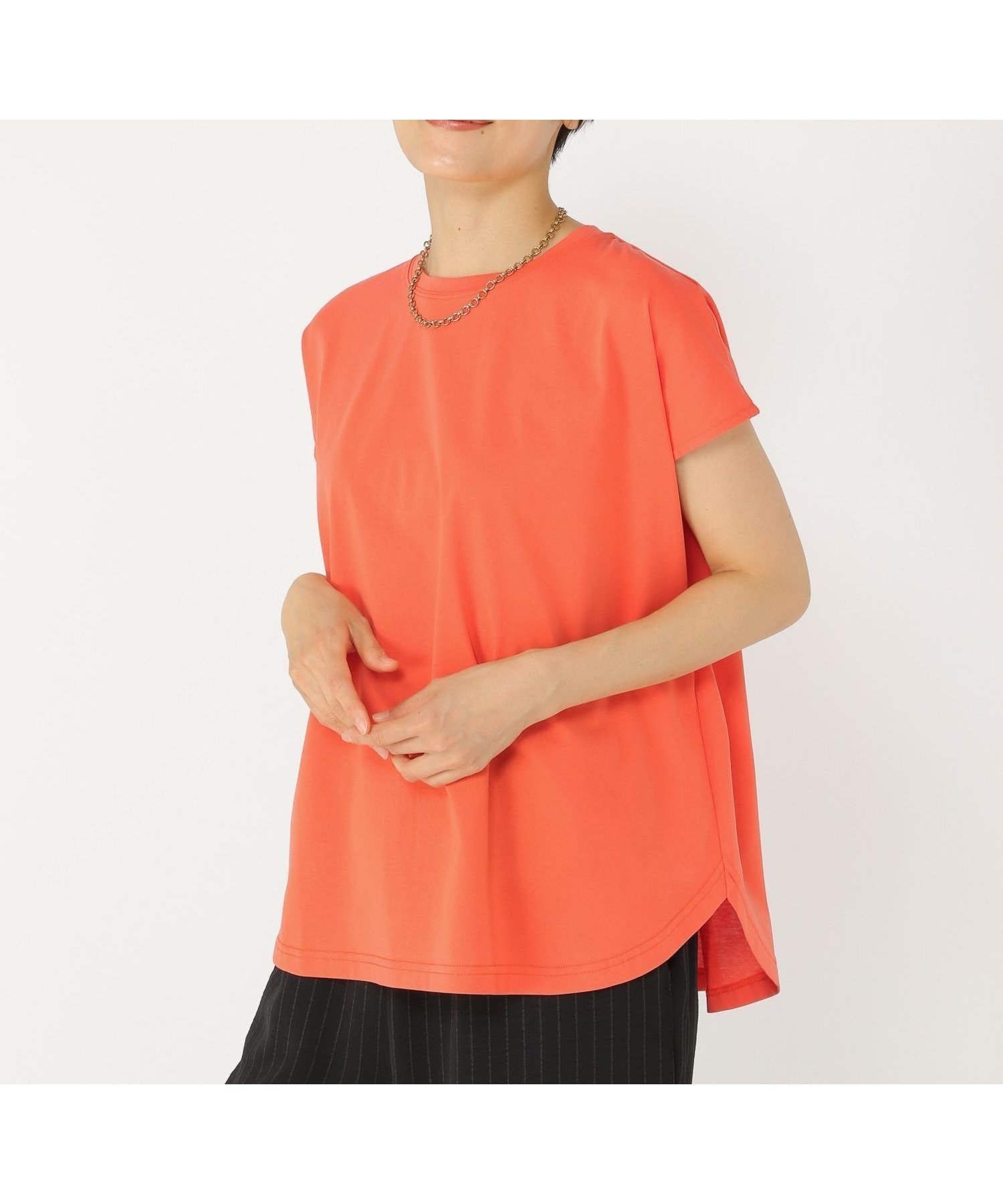 【スタディオ クリップ/studio CLIP】の《ウタオ》汗染み防止フレンチTシャツ 人気、トレンドファッション・服の通販 founy(ファニー) ファッション Fashion レディースファッション Fashion for Women トップス・カットソー Cut & Sew Tops シャツ・ブラウス・オフィスカジュアル Elegant Blouses & Button-Ups ロングTシャツ・Tシャツ Longline T-Shirts & Tees オレンジ Orange スリーブ Sleeve, Long Sleeve / Short Sleeve デニム Denim, Jeans Material フレンチ French, French Style ベーシック Basic, Essential 夏 Summer other-1|ID: prp329100004769488 ipo3291000000034546573