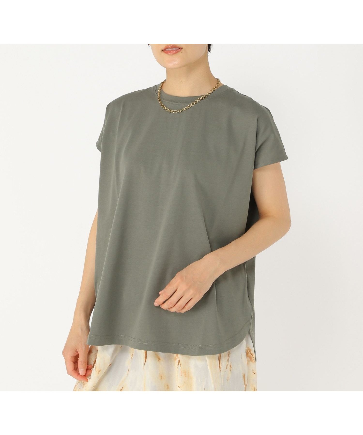 【スタディオ クリップ/studio CLIP】の《ウタオ》汗染み防止フレンチTシャツ インテリア・キッズ・メンズ・レディースファッション・服の通販 founy(ファニー) ファッション Fashion レディースファッション Fashion for Women トップス・カットソー Cut & Sew Tops シャツ・ブラウス・オフィスカジュアル Elegant Blouses & Button-Ups ロングTシャツ・Tシャツ Longline T-Shirts & Tees オレンジ Orange スリーブ Sleeve, Long Sleeve / Short Sleeve デニム Denim, Jeans Material フレンチ French, French Style ベーシック Basic, Essential 夏 Summer カーキ78|ID: prp329100004769488 ipo3291000000034546581