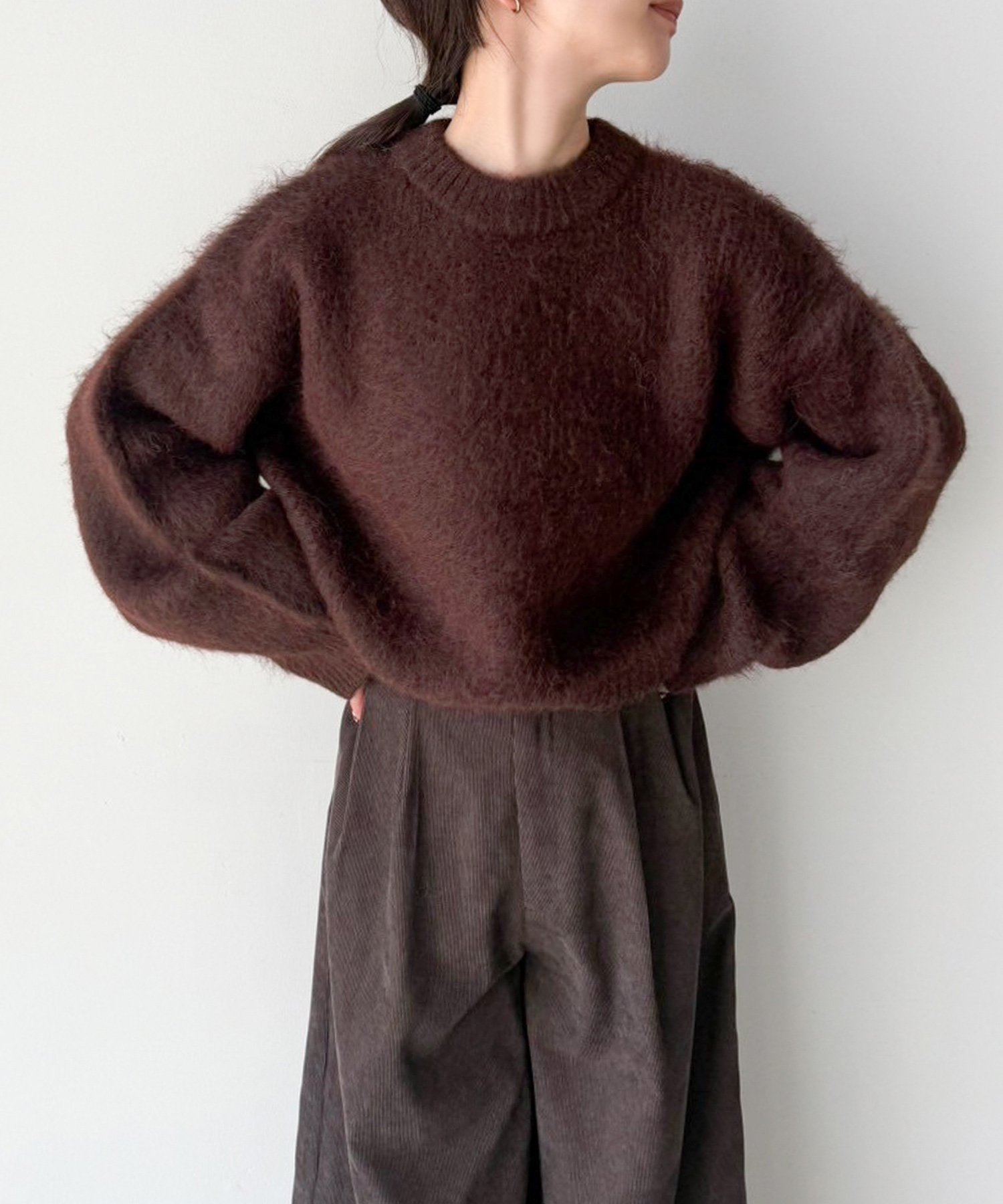 【セレクトモカ/SELECT MOCA】の【人気インフルエンサーコラボbySON】ヘアリーショートニット インテリア・キッズ・メンズ・レディースファッション・服の通販 founy(ファニー) ファッション Fashion レディースファッション Fashion for Women トップス・カットソー Cut & Sew Tops ニット Knit Tops & Sweaters おすすめ Recommended / Our Picks コンパクト Compact, Small Size ショート Short, Short Length シンプル Simple, Minimal 人気 Popular, Best Seller 今季 This Season, Current Season 洗える Machine Washable ブラウン-800|ID: prp329100004769564 ipo3291000000034547620