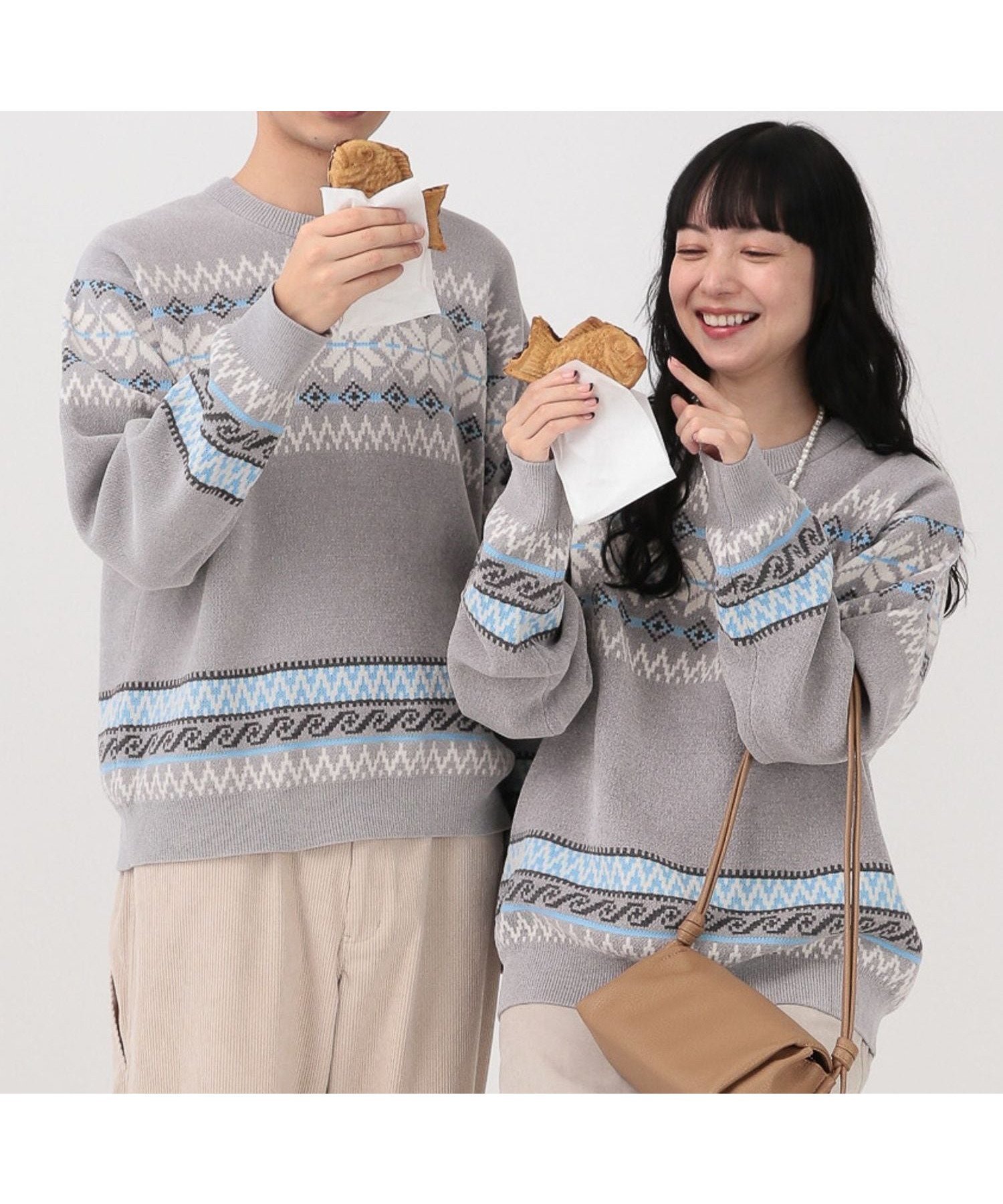 【グローバルワーク/GLOBAL WORK】のやわらかリッチモールニット/柄/581135 インテリア・キッズ・メンズ・レディースファッション・服の通販 founy(ファニー) 　ファッション　Fashion　レディースファッション　Fashion for Women　トップス・カットソー　Cut & Sew Tops　ニット　Knit Tops & Sweaters　おすすめ　Recommended / Our Picks　なめらか　Smooth, Silky Texture　グラデーション　Gradient, Ombre　冬　Winter / This Winter　ライトグレー*フェアアイル柄16|ID: prp329100004769570 ipo3291000000034547751