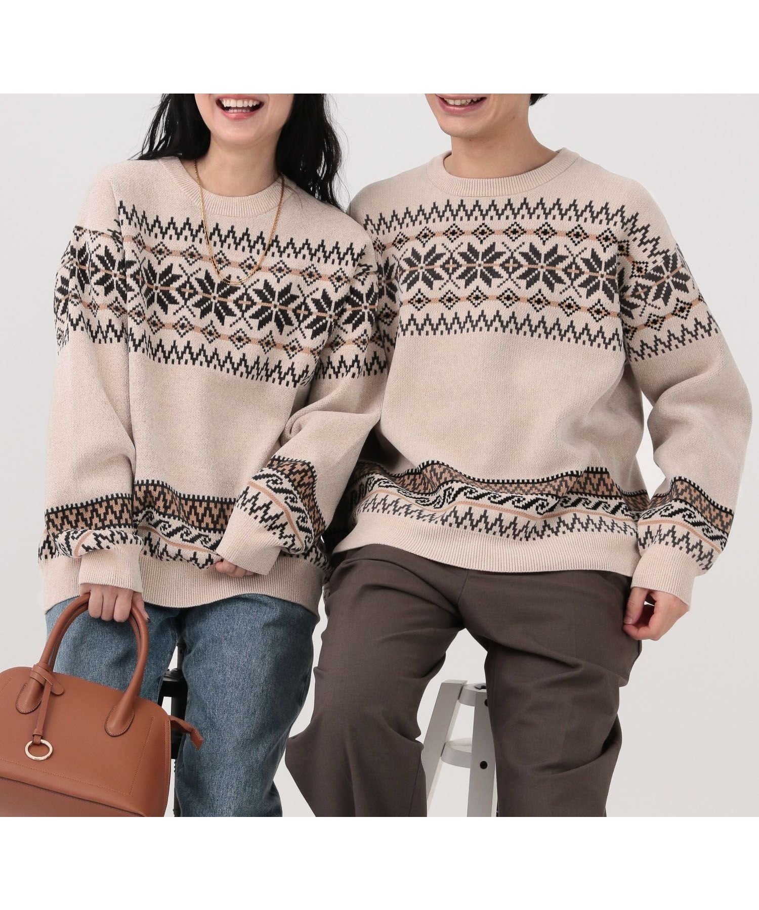 【グローバルワーク/GLOBAL WORK】のやわらかリッチモールニット/柄/581135 インテリア・キッズ・メンズ・レディースファッション・服の通販 founy(ファニー) 　ファッション　Fashion　レディースファッション　Fashion for Women　トップス・カットソー　Cut & Sew Tops　ニット　Knit Tops & Sweaters　おすすめ　Recommended / Our Picks　なめらか　Smooth, Silky Texture　グラデーション　Gradient, Ombre　冬　Winter / This Winter　グレージュ*フェアアイル柄52|ID: prp329100004769570 ipo3291000000034547752