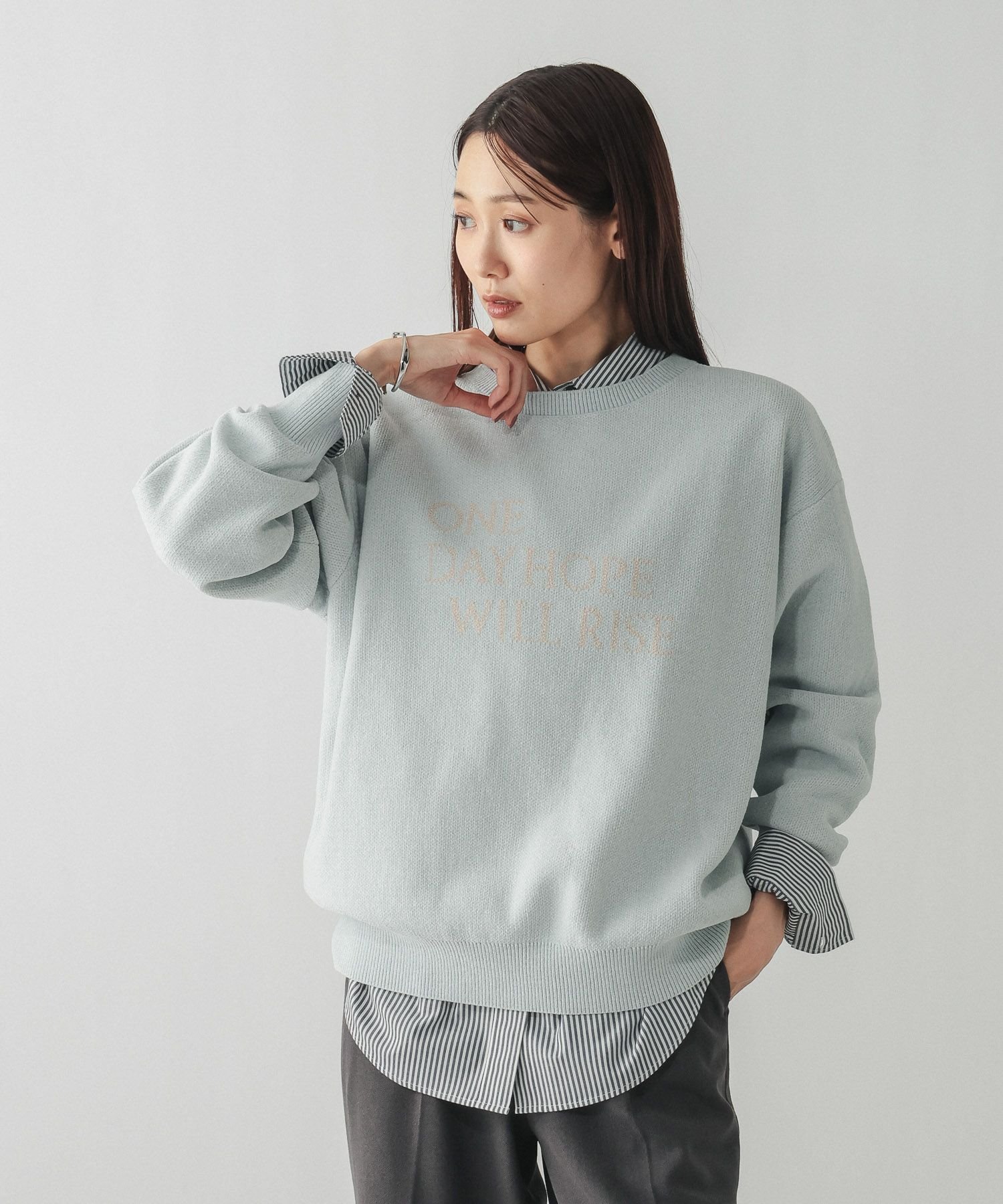 【グローバルワーク/GLOBAL WORK】のモールニットアソートロゴプルオーバー/581163 インテリア・キッズ・メンズ・レディースファッション・服の通販 founy(ファニー) 　ファッション　Fashion　レディースファッション　Fashion for Women　トップス・カットソー　Cut & Sew Tops　ニット　Knit Tops & Sweaters　カジュアルプルオーバー・ニットトップス　Pullovers & Knit Tops / Casual Pullovers　ジャカード／ジャガード　Jacquard, Woven Pattern　スウェット / スエット　Sweatshirt, Sweatwear　ダブル　Double, Double-Breasted　ベロア　Velour, Soft Velvet　ペールブルー81|ID: prp329100004769583 ipo3291000000034723938