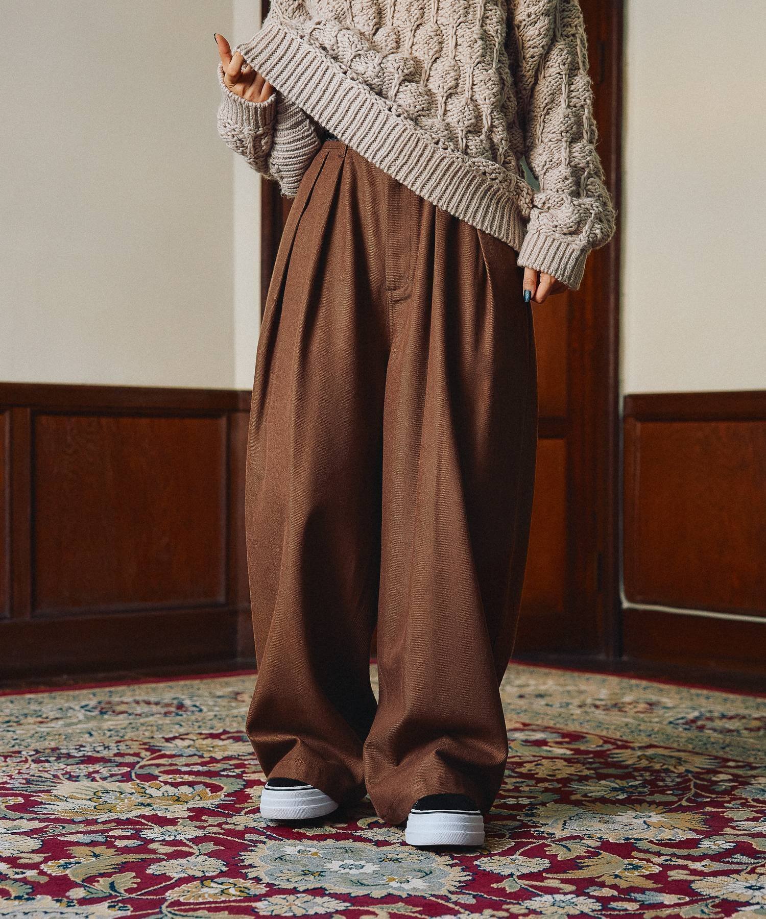 【ニコアンド/niko and】のMODE NORM CORE CAツイルドッキングパンツ インテリア・キッズ・メンズ・レディースファッション・服の通販 founy(ファニー) 　ファッション　Fashion　レディースファッション　Fashion for Women　パンツ　Pants & Trousers　アクリル　Acrylic Material　シンプル　Simple, Minimal　ジャケット　Jacket, Outerwear　スニーカー　Sneakers, Trainers　セットアップ　Set-Up, Coordinated Outfit　ツイル　Twist, Twisted Detail　ドッキング　Docking, Mixed Material　ドローコード　Drawcord, Drawstring Cord　フロント　Front, Front Design　ボトム　Bottoms, Lower Wear　別注　Limited Edition, Custom Order　リラックス　Relax, Relaxed Fit　ワイド　Wide, Wide Fit　おすすめ　Recommended / Our Picks　ブラウン|ID: prp329100004769627 ipo3291000000034548523