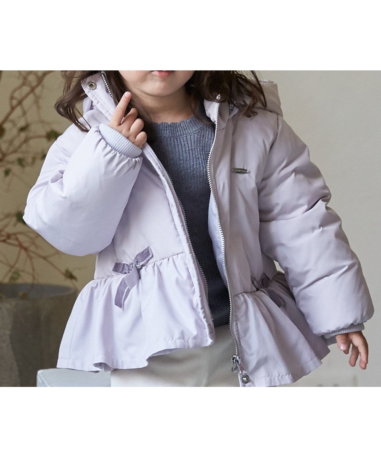 【ナルミヤ オンライン/NARUMIYA ONELINE / KIDS】の【あったか】ペプラムダウンジャケット インテリア・キッズ・メンズ・レディースファッション・服の通販 founy(ファニー) 　ファッション　Fashion　キッズファッション　Fashion for Kids　アウター　Coat Outerwear /Kids　ギャザー　Gathered, Ruffled　ジップ　Zip, Zipper　ジャケット　Jacket, Outerwear　ダウン　Down, Puffer　ベロア　Velour, Soft Velvet　ペプラム　Peplum, Flared Hem　ポケット　Pocket, Pocket Detail　ラベンダー　Lavender　リボン　Ribbon, Bow　ラベンダー|ID: prp329100004769632 ipo3291000000034889943