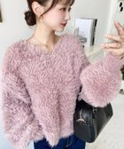 【モーメントプラス/moment+ / MEN】のVネックバルーンスリーブロングシャギーニットプルオーバー ピンク|ID: prp329100004769646 ipo3291000000034548812