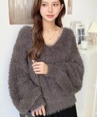 【モーメントプラス/moment+ / MEN】のVネックバルーンスリーブロングシャギーニットプルオーバー モカ|ID: prp329100004769646 ipo3291000000034548814