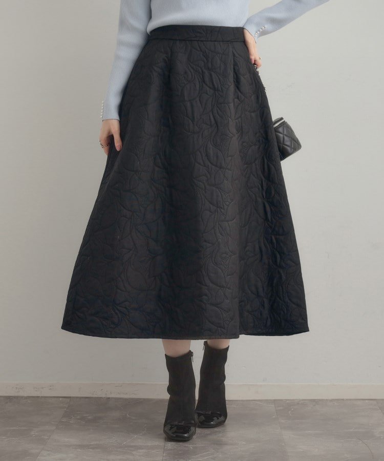 【クチュール ブローチ/Couture Brooch】のリーフジャカードフレアスカート インテリア・キッズ・メンズ・レディースファッション・服の通販 founy(ファニー) ファッション Fashion レディースファッション Fashion for Women スカート Skirts Aライン・フレアスカート A-Line & Flared Skirts キルト Quilt, Quilted Fabric スマート Smart, Elegant パターン Pattern, Design Print フレア Flare, Flared リーフ Leaf, Botanical Leaf 冬 Winter / This Winter 春 Spring ブラック|ID: prp329100004769793 ipo3291000000034642998