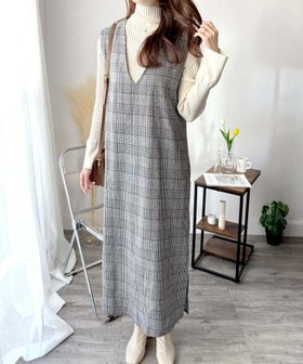 【アミュレット/Amulet】の【Amulet】チェック柄Vネックロングジャンパースカート 人気、トレンドファッション・服の通販 founy(ファニー) ファッション Fashion レディースファッション Fashion for Women スカート Skirts インナー Innerwear クラシカル Classical, Vintage-Inspired シンプル Simple, Minimal スニーカー Sneakers, Trainers タートルネック Turtleneck, High Neck チェック Check, Plaid, Tartan バランス Balance, Style Balance ロング Long, Long-Length エレガント 上品 Elegant |ID:prp329100004769848