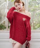 【ナイスクラップ/NICE CLAUP】のブローチ付きベロアモールミニニットワンピース レッド|ID: prp329100004769868 ipo3291000000034588608