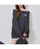 【ナイスクラップ/NICE CLAUP】のブローチ付きベロアモールミニニットワンピース チャコールグレー|ID: prp329100004769868 ipo3291000000034588613