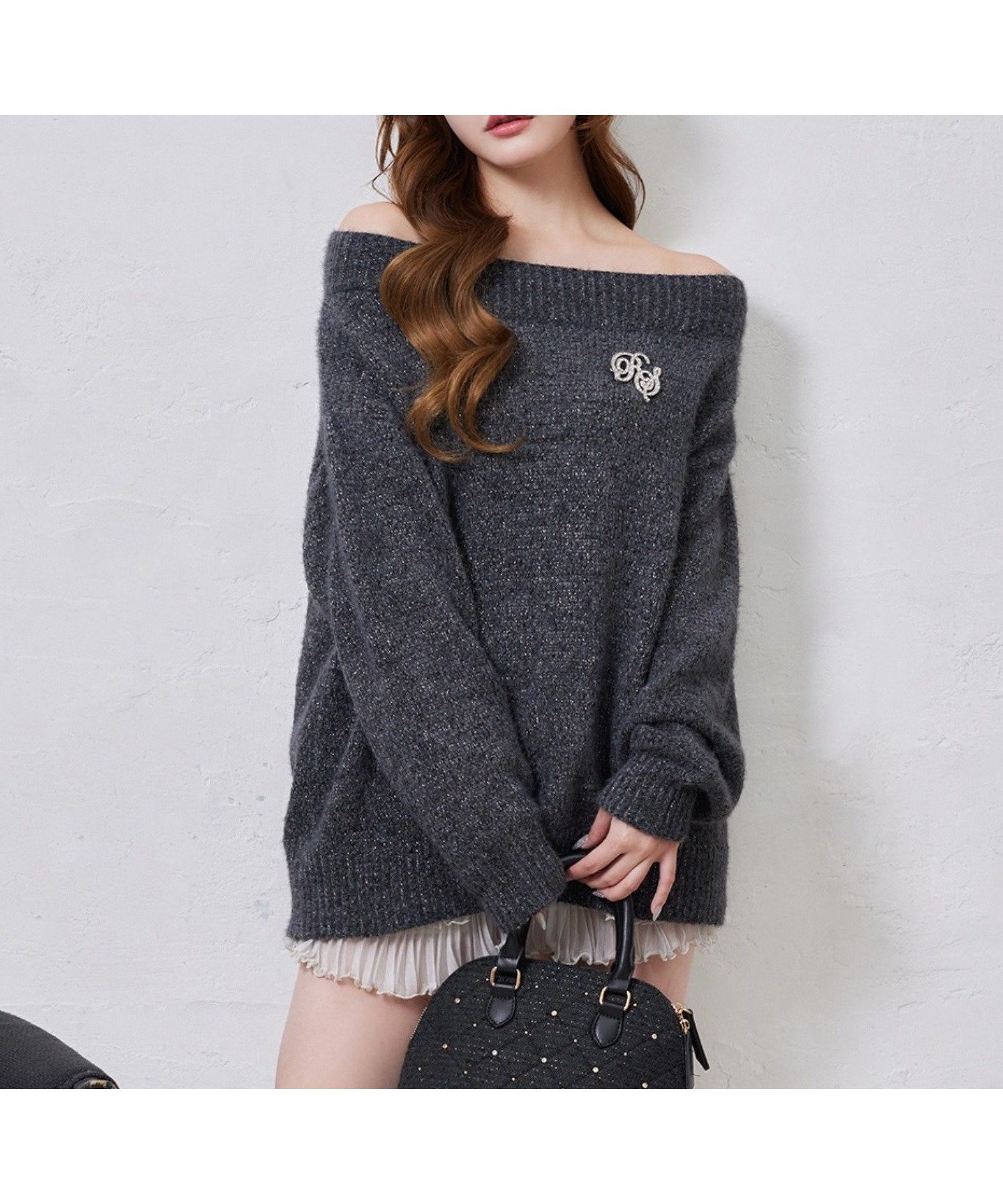 【ナイスクラップ/NICE CLAUP】のブローチ付きベロアモールミニニットワンピース インテリア・キッズ・メンズ・レディースファッション・服の通販 founy(ファニー) ファッション Fashion レディースファッション Fashion for Women ワンピース Dresses ニットワンピース Knit Dresses ブローチ Brooch, Pin Brooch ロング Long, Long-Length ワンショル One Shoulder, Asymmetrical ワンポイント One Point, Statement Accent 冬 Winter / This Winter おすすめ Recommended / Our Picks 2025年 2025 2025-2026秋冬・A/W Autumn/Winter 2025–26 AW25–26 チャコールグレー|ID: prp329100004769868 ipo3291000000034588613