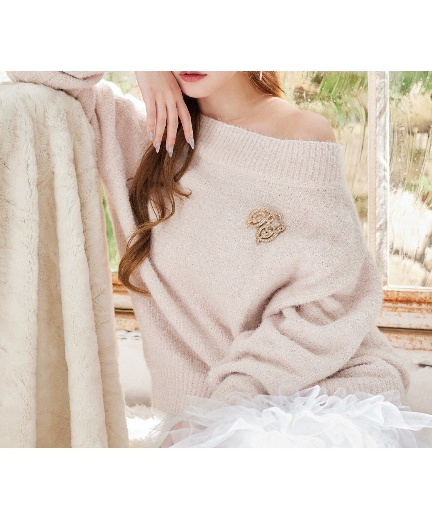 【ナイスクラップ/NICE CLAUP】のブローチ付きベロアモールミニニットワンピース インテリア・キッズ・メンズ・レディースファッション・服の通販 founy(ファニー) ファッション Fashion レディースファッション Fashion for Women ワンピース Dresses ニットワンピース Knit Dresses ブローチ Brooch, Pin Brooch ロング Long, Long-Length ワンショル One Shoulder, Asymmetrical ワンポイント One Point, Statement Accent 冬 Winter / This Winter おすすめ Recommended / Our Picks 2025年 2025 2025-2026秋冬・A/W Autumn/Winter 2025–26 AW25–26 ピンク|ID: prp329100004769868 ipo3291000000034588616