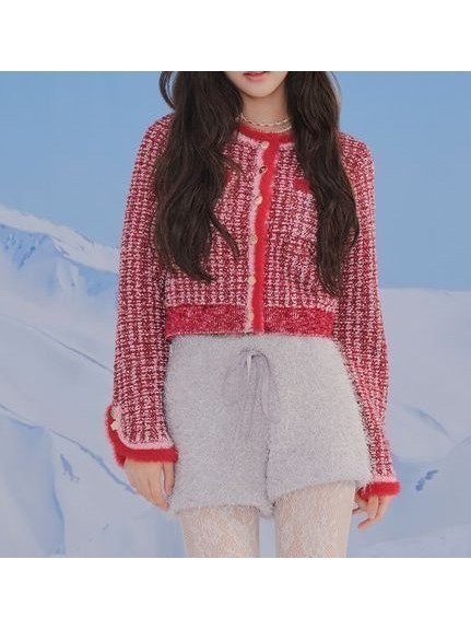 【リリーブラウン/Lily Brown】の【LILY BROWN×MARY QUANT】ツイードニットジャケット インテリア・キッズ・メンズ・レディースファッション・服の通販 founy(ファニー) 　ファッション　Fashion　レディースファッション　Fashion for Women　アウター　Coat / Outerwear Collection　レディースジャケット・軽アウター　Jackets　スマート　Smart, Elegant　ツイード　Twill, Twill Weave　ドッキング　Docking, Mixed Material　フェザーヤーン　Feather Yarn, Fluffy Yarn　フェミニン　Feminine, Girly　フロント　Front, Front Design　ポケット　Pocket, Pocket Detail　リュクス　Luxury, Elegant, High-End, Chic　ロンドン　London Style, British Inspired　RED[046]|ID: prp329100004769936 ipo3291000000034659572