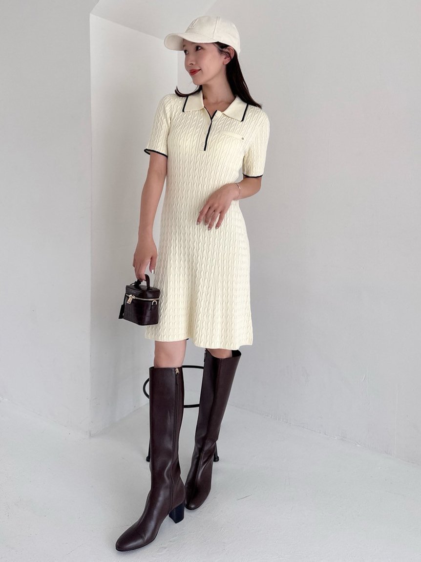 【フレイ アイディー/FRAY I.D】の【ONLINE限定】ポロカラーケーブルニットミニワンピース 人気、トレンドファッション・服の通販 founy(ファニー) ファッション Fashion レディースファッション Fashion for Women ワンピース Dresses ジャケット Jacket, Outerwear スマート Smart, Elegant other-1|ID: prp329100004770506 ipo3291000000034557371