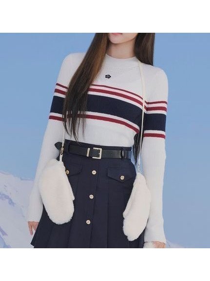 【リリーブラウン/Lily Brown】の【LILY BROWN×MARY QUANT】ソフトリブニットトップス インテリア・キッズ・メンズ・レディースファッション・服の通販 founy(ファニー) 　ファッション　Fashion　レディースファッション　Fashion for Women　トップス・カットソー　Cut & Sew Tops　ニット　Knit Tops & Sweaters　ヴィンテージ　Vintage Style　コラボ　Collaboration, Collab　シルバー　Silver, Metallic Silver　シンプル　Simple, Minimal　スマート　Smart, Elegant　ボーダー　Border, Stripe　ロンドン　London Style, British Inspired　BORDER[933]|ID: prp329100004770557 ipo3291000000034557889