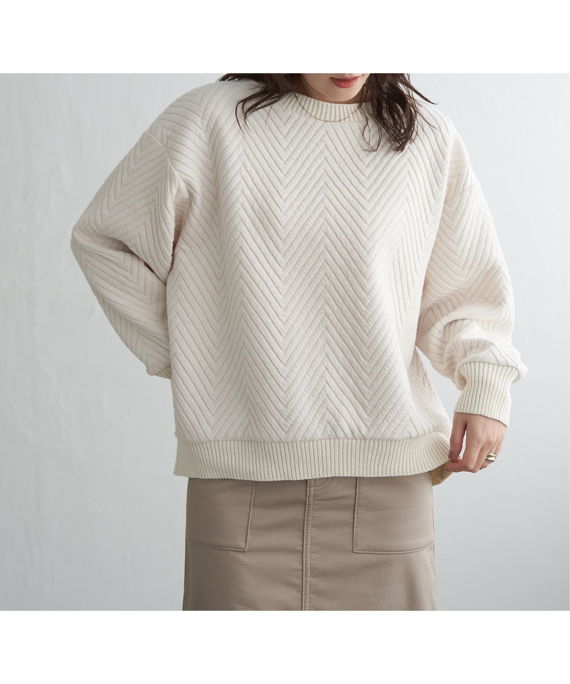 【イッカ/ikka】のフクレ幾何ジャガードプルオーバー インテリア・キッズ・メンズ・レディースファッション・服の通販 founy(ファニー) ファッション Fashion レディースファッション Fashion for Women トップス・カットソー Cut & Sew Tops カジュアルプルオーバー・ニットトップス Pullovers & Knit Tops / Casual Pullovers コンビ Combo, Combination Style トレーナー Sweatshirt, Trainer アイボリー|ID: prp329100004770602 ipo3291000000034558718