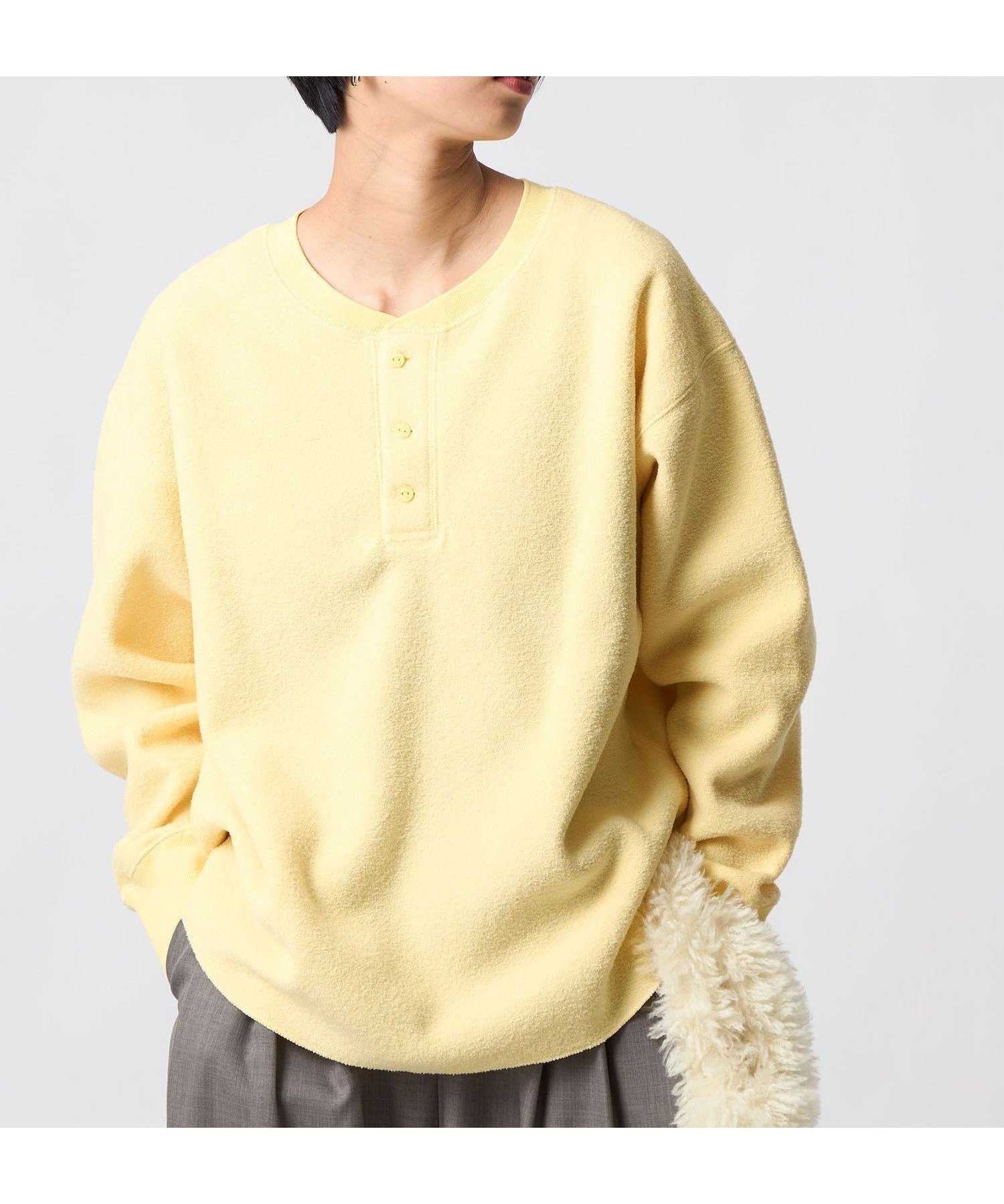 【シテン/CITEN】のCITEN 裏起毛2WAYヘンリートップ インテリア・キッズ・メンズ・レディースファッション・服の通販 founy(ファニー) 　ファッション　Fashion　レディースファッション　Fashion for Women　カットソー　Cut and Sewn Top　スラックス　Slacks, Dress Pants　デニム　Denim, Jeans Material　トレンド　Trend, Trending Now　定番　Standard, Basic Item　フィット　Fit, Slim Fit　ルーズ　Loose, Oversized　冬　Winter / This Winter　YELLOW|ID: prp329100004770620 ipo3291000000034558870