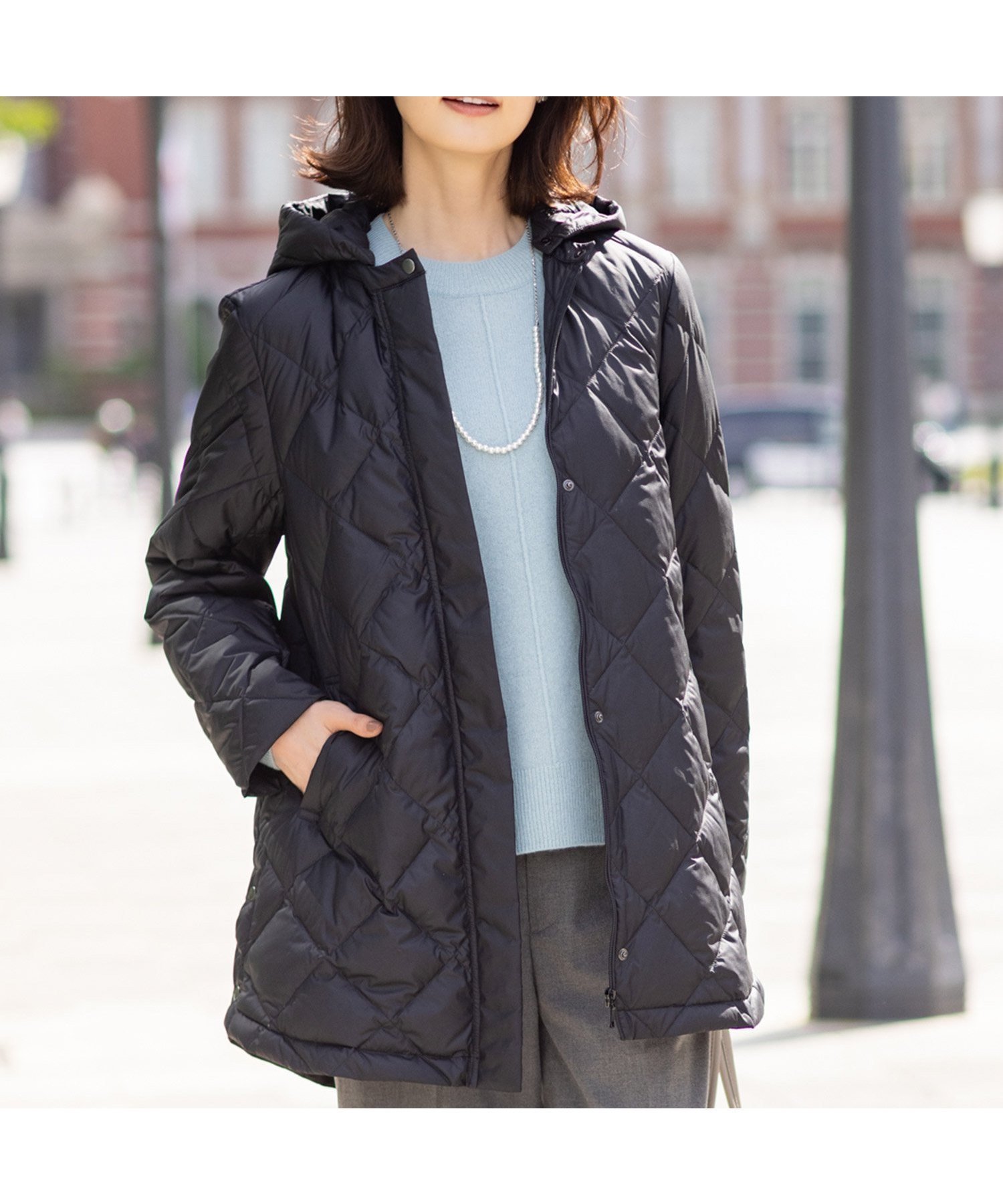 【エーシーデザインバイアルファキュービック/A/C DESIGN BY ALPHACUBIC】のライトダウンキルトコート【軽量・はっ水・ハンドウォッシャブル】 インテリア・キッズ・メンズ・レディースファッション・服の通販 founy(ファニー) 　ファッション　Fashion　レディースファッション　Fashion for Women　アウター　Coat / Outerwear Collection　コート・ロングコート・ピーコート　Long Coats, Peacoats & More　キルト　Quilt, Quilted Fabric　ミドル　Middle Length, Mid Height　軽量　Lightweight, Ultra Light　ブラック|ID: prp329100004770632 ipo3291000000034596288