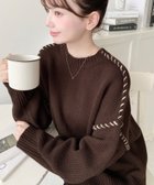 【モーメントプラス/moment+ / MEN】の配色ハンドステッチニットプルオーバー 人気、トレンドファッション・服の通販 founy(ファニー) ファッション Fashion メンズファッション Fashion for Men トップス・カットソー Cut & Sew Tops ニット・セーター / 定番トップス Knit Tops & Sweaters カットソー Cut and Sewn Top ショルダー Shoulder, Shoulder Strap シンプル Simple, Minimal デニム Denim, Jeans Material トレンド Trend, Trending Now ドロップ Drop Shoulder, Dropped Style ハンド Hand, Handmade バランス Balance, Style Balance ベーシック Basic, Essential ボトム Bottoms, Lower Wear 無地 Plain, Solid Color ワイドリブ Wide Rib, Wide Ribbed Knit 再入荷 Restock / Back in Stock プチプライス・低価格 Affordable / Budget Price thumbnail ブラウン|ID: prp329100004770694 ipo3291000000034602903