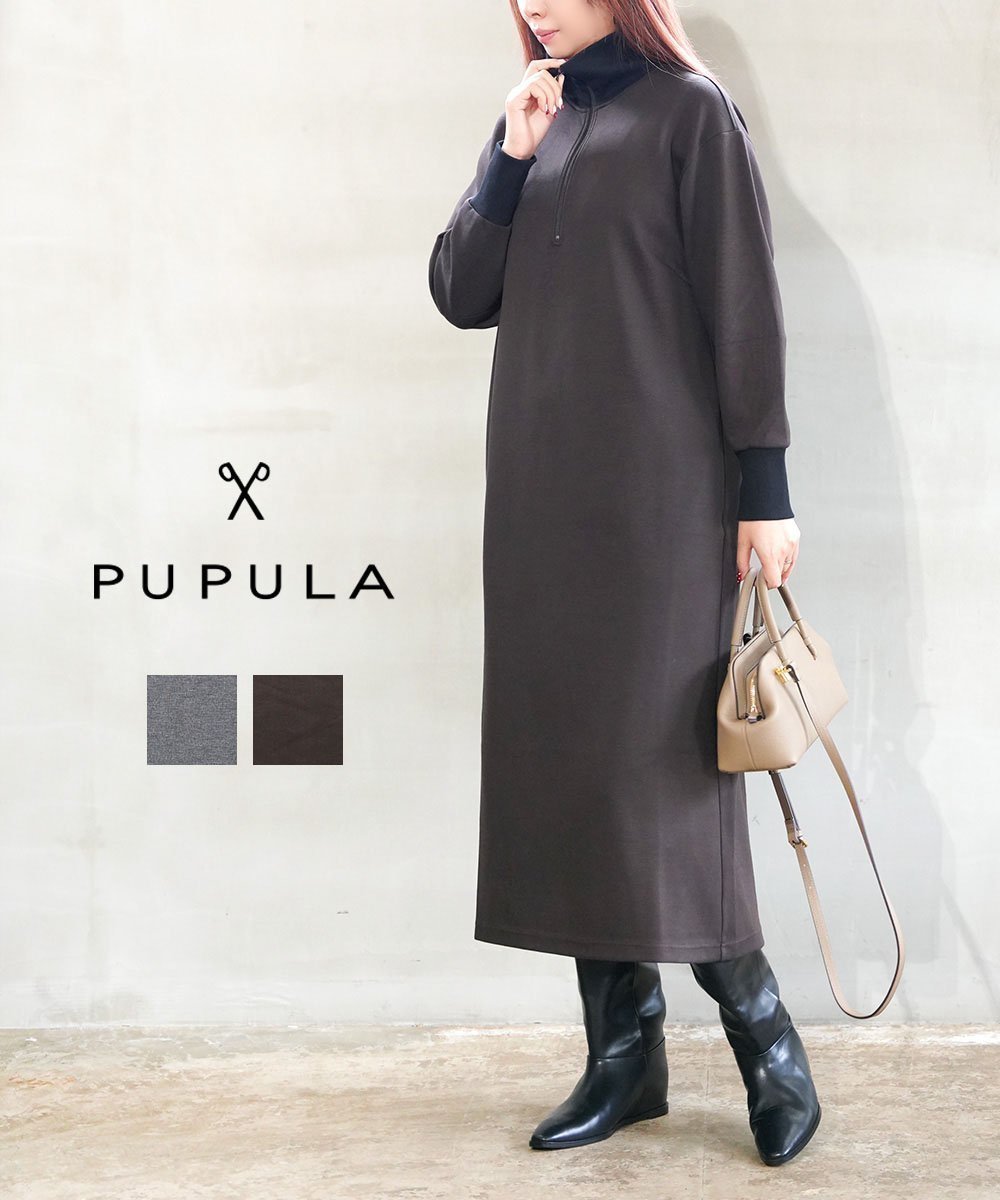 【ブルーコムブルー/BLEU COMME BLEU】のププラ デュアルウォームポンチ*リブ ハーフジップ ワンピース インテリア・キッズ・メンズ・レディースファッション・服の通販 founy(ファニー) 　ファッション　Fashion　レディースファッション　Fashion for Women　ワンピース　Dresses　インナー　Innerwear　ジップ　Zip, Zipper　ストレート　Straight, Straight Cut　スポーティ　Sporty, Casual Athletic　スリーブ　Sleeve, Long Sleeve / Short Sleeve　タイツ　Tights, Legwear　タートルネック　Turtleneck, High Neck　トレンド　Trend, Trending Now　フェミニン　Feminine, Girly　ブラウジング　Blouson Silhouette, Cinched Waist　人気　Popular, Best Seller　冬　Winter / This Winter　30|ID: prp329100004770842 ipo3291000000034562017