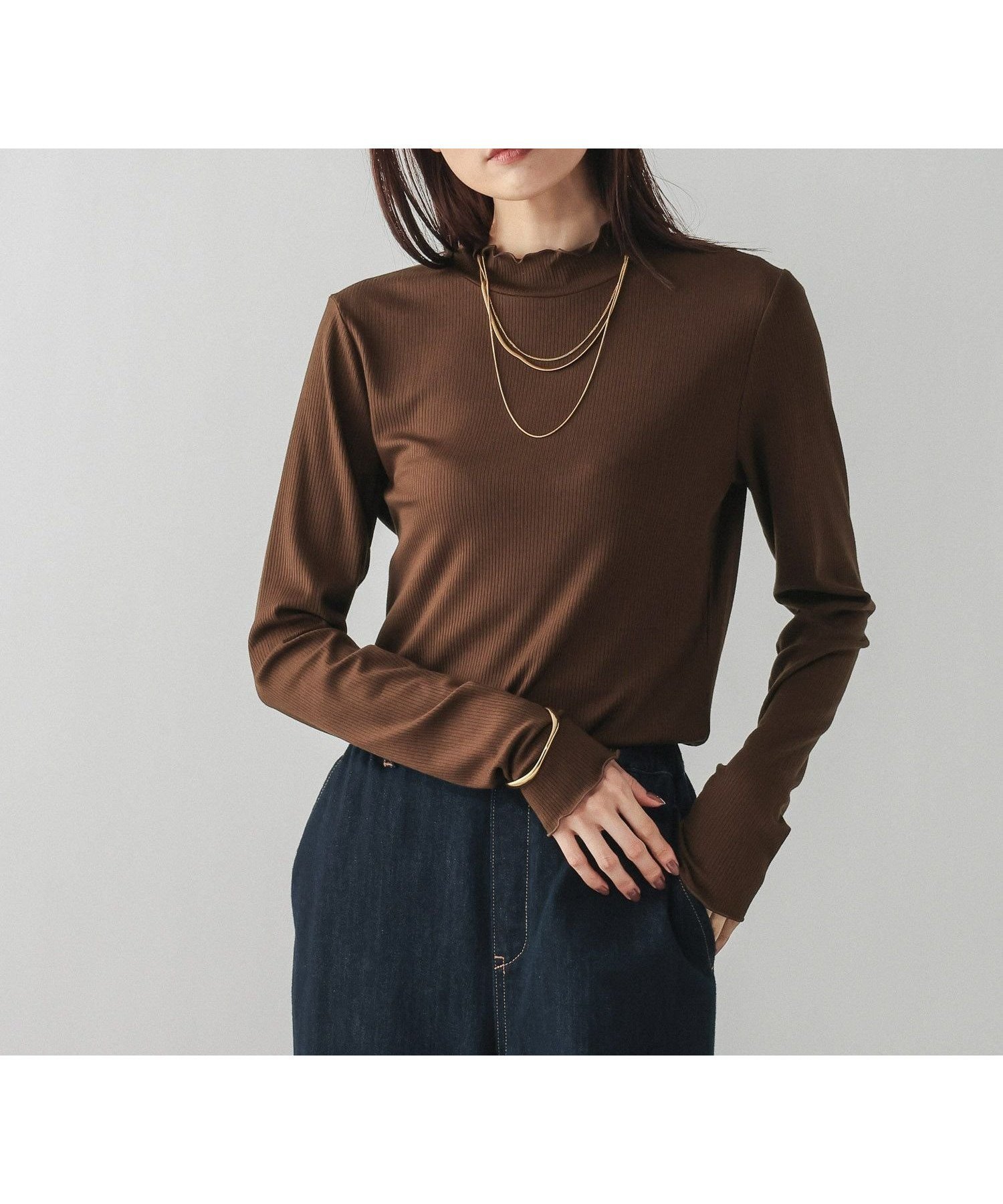 【グローバルワーク/GLOBAL WORK】のFffit エフィット/メローリブハイネック長袖/612375 インテリア・キッズ・メンズ・レディースファッション・服の通販 founy(ファニー) ファッション Fashion レディースファッション Fashion for Women トップス・カットソー Cut & Sew Tops おすすめ Recommended / Our Picks インナー Innerwear カットソー Cut and Sewn Top ハイネック High Neck, Mock Neck フィット Fit, Slim Fit 長袖 Long Sleeve, Full Sleeve ブラウン56|ID: prp329100004770912 ipo3291000000034911906